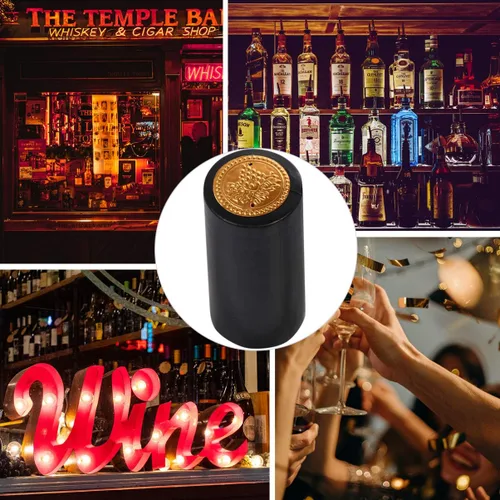 Vista 8 de 100 tapas de sellado de película termorretráctil negras para botellas de vino, envoltura retráctil, sello de botella de vino, papel de aluminio