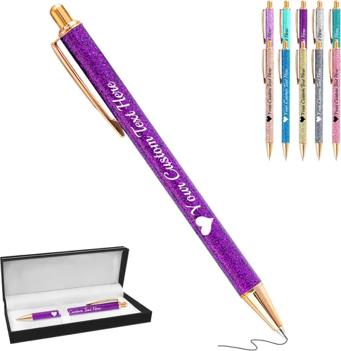 Vista 99 de Bolígrafos de purpurina personalizados con nombre impreso, bolígrafo personalizado con barril de metal, retráctil, bonito y elegante, regalos