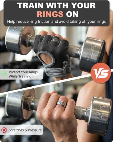 Vista 8 de VINSGUIR Guantes de entrenamiento para mujeres y hombres, guantes de levantamiento de pesas transpirables para ejercicio de gimnasio, fitness
