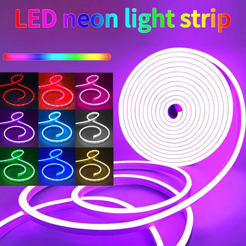 Vista 4 de Tira de luces LED de neón, tira de luces LED alimentada por USB de 3.3 pies, tira de luces de cuerda LED de 5V con sincronización de música y cambio
