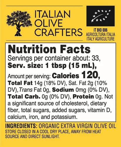 Vista 2 de Italian Olive Crafters, Aceite de oliva virgen extra orgánico rico en polifenoles, 16.9 fl oz - Botella de vidrio prensado en frío de aceite