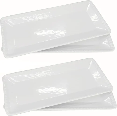 Vista 8 de KX-WARE Juego de 2 bandejas de melamina de 17 pulgadas, color blanco y rectangular, 100% melamina, aptas para lavavajillas, sin BPA