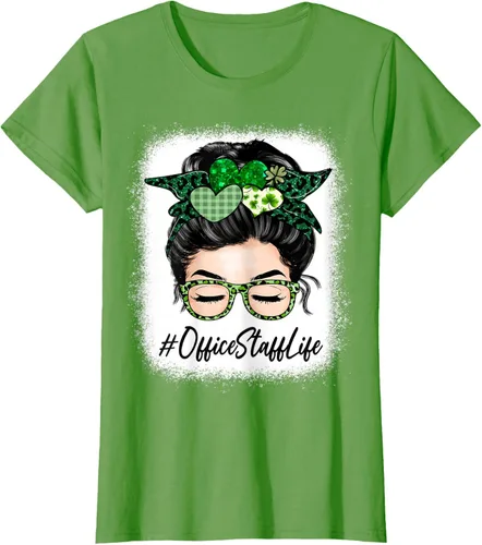 Vista 3 de Office Staff - Camiseta de trébol para mujer, diseño de moño desordenado, Verde