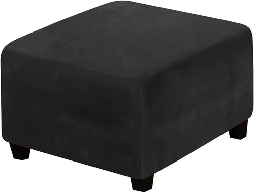 Vista 10 de ADPON Fundas otomanas cuadradas de terciopelo para otomanas, fundas protectoras para reposapiés cuadrados, fundas protectoras para taburetes de Beige
