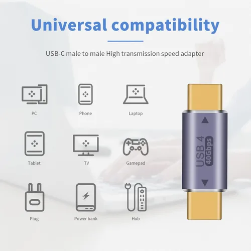 Vista 3 de Duttek Adaptador USB C a USB C de 40 Gpbs, 8 k@60 Hz y carga rápida de 100 W, adaptador tipo C macho a macho compatible con Thunderbolt 3/4 MacBook