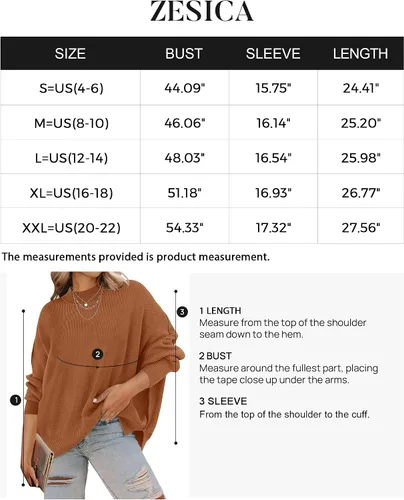Vista 6 de ZESICA Women's 2024 Fall Casual Long Sleeve Crew Neck Side Slit Oversized Ribbed Knit Pullover Sweater Tops