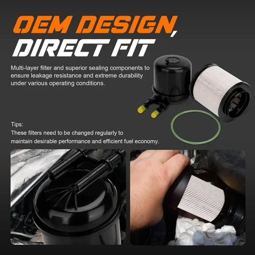 Vista 5 de Filtro de combustible – Diesel Kit de filtro de combustible Compatible con Ford Super Duty F-250 F-350 F-450 F-550 6.7L Diesel 2011-2016