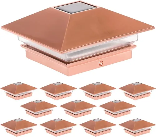 Vista 7 de Postes solares GreenLighting Nominal 4 x 4 Slim LED, lámpara con remate para postes de madera, Bronce