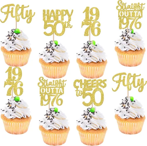 Vista 135 de 30 piezas negras para cupcakes de 10.º cumpleaños con purpurina Ten Happy 10 Straight Outta 2016 para saludos a 10 años 10 cumpleaños, boda Negro