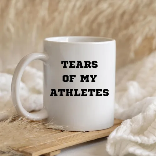 Vista 6 de Teegarb Letter Blanket Funny Sarcastic Saying My Tears of My Athletes - Taza cilíndrica de cerámica de 11 onzas, color blanco, moderna, para regalo