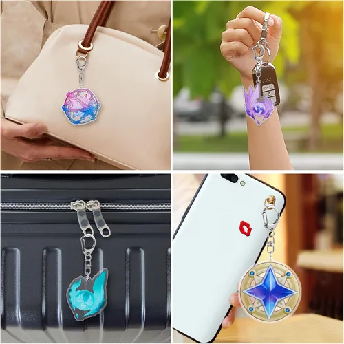 Vista 6 de Genshin Impact Keychain 7pcs, Animne Keyring