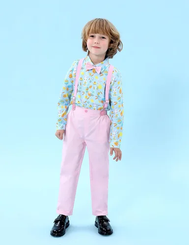 Vista 41 de A&J DESIGN Conjunto de ropa formal para niños pequeños con tirantes y tirantes