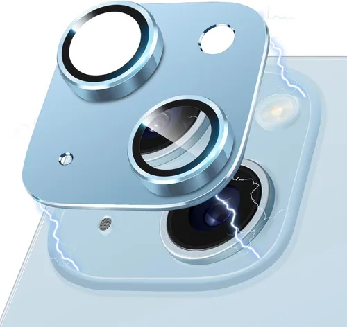 Vista 123 de Protector de Lente de Cámara para iPhone 14 / iPhone 14 Plus Película de Cubierta de Cámara de Metal, Vidrio Templado 9H, Antiarañazos, Compatible