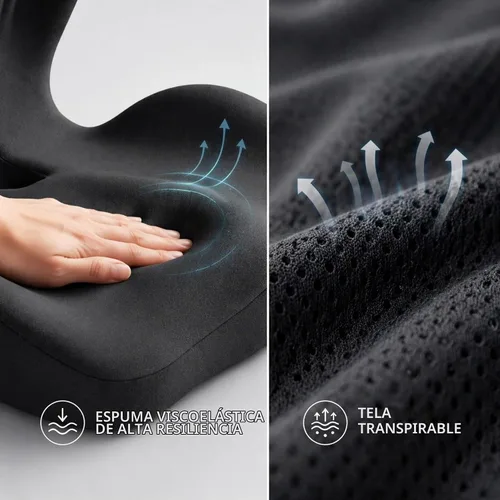 Vista 5 de Cojín de asiento ergonómico con soporte lumbar, espuma Gris oscuro + gris claro
