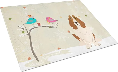 Vista 27 de Caroline's Treasures BB2513LCB - Tabla de cortar de vidrio con texto en inglés "Christmas Presents between Friends" Airedale Terrier - Tabla