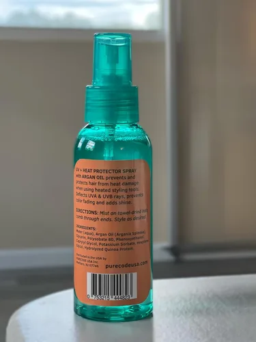 Vista 4 de PURE CODE Spray protector UV + calor con aceite de argán, protege el cabello hasta 450º F contra rizadores y secadores de pelo, spray de tratamiento