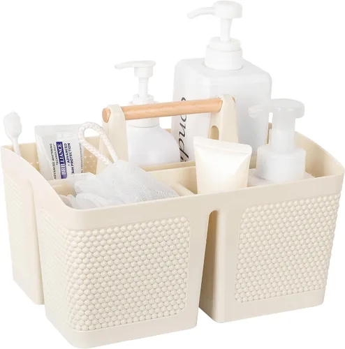 Vista 17 de rejomiik - Cesta portátil para ducha de plástico, organizador de limpieza con asa, organizador de almacenamiento portátil con asa para baño, Negro