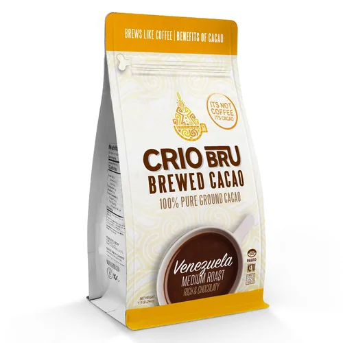 Vista 11 de Crio Bru Cacao elaborado Venezuela café de tostado medio alternativo 100% granos de cacao puros 99 sin cafeína, 10 onzas, no orgánico