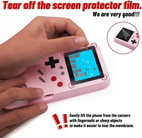 Vista 6 de LucBuy Funda de consola de videojuegos compatible con iPhone 13 Mini, funda protectora retro autoalimentada con 36 juegos pequeños, pantalla a todo