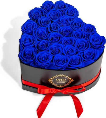 Vista 13 de 16 rosas preservadas en caja en forma de corazón, flores para entrega Prime que duran hasta 2 años, flores reales eternas para esposa, novia, madre