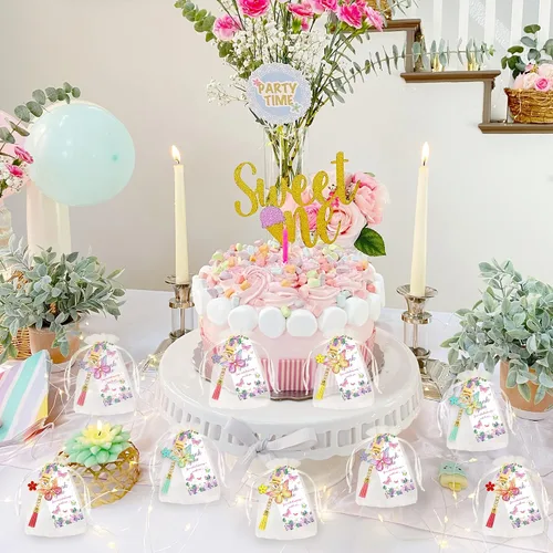 Vista 4 de BANBALLON 12 juegos de recuerdos de fiesta de mariposa, llavero con borla, decoración de fiesta de hadas con bolsa de gasa de flores de mariposa