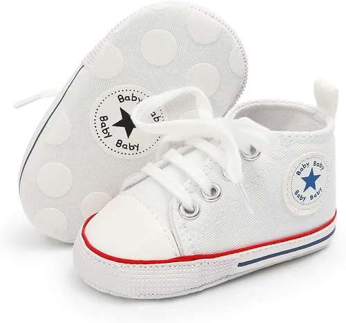 Vista 5 de KIDSUN zapatos deportivos altos hasta el tobillo para bebés niños y niñas con suela antideslizante suaves para recién nacidos zapatos precaminadores