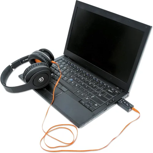Vista 6 de Adaptador USB a conector de audio MH con controles de volumen, tarjeta