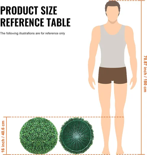 Vista 9 de VEVOR 2 bolas artificiales de 16 pulgadas, bolas de boj de imitación de 4 capas, bolas decorativas de plantas sintéticas verdes para todo el año