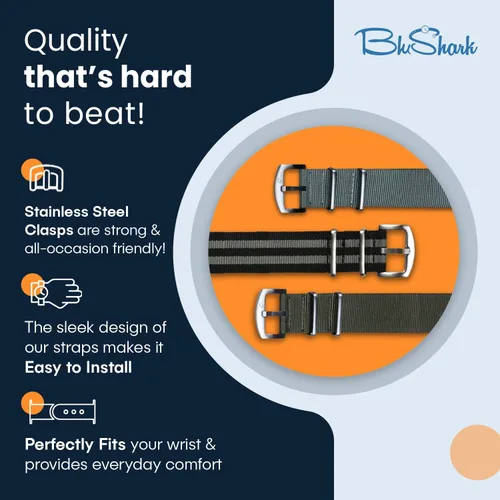 Vista 2 de BluShark La correa para reloj de nailon de alta calidad original, varios tamaños y estilos