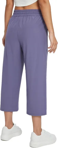 Vista 2 de BALEAF Pantalones capri de pierna ancha para mujer, pantalones holgados de secado rápido, bolsillos UPF50+ atléticos, casuales, entrenamiento, yoga