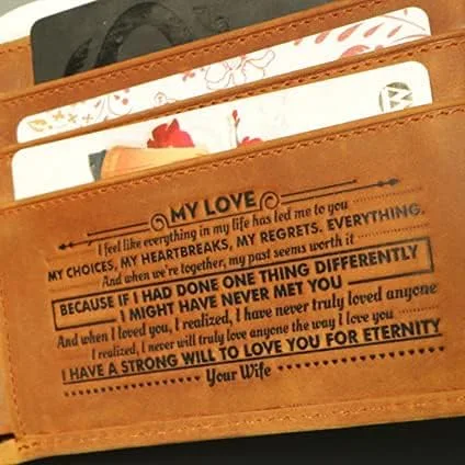 Vista 5 de Billetera con texto en inglés "To My Husband con texto en inglés "To My Husband " (texto en inglés), A mi amor, Vintage