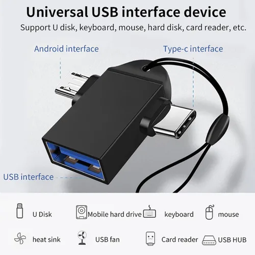 Vista 7 de Adaptador USB C OTG, Micro USB 2 en 1 y convertidor tipo C a USB 3.0 con transferencia de datos de 5 Gbps para teléfonos Android, tabletas