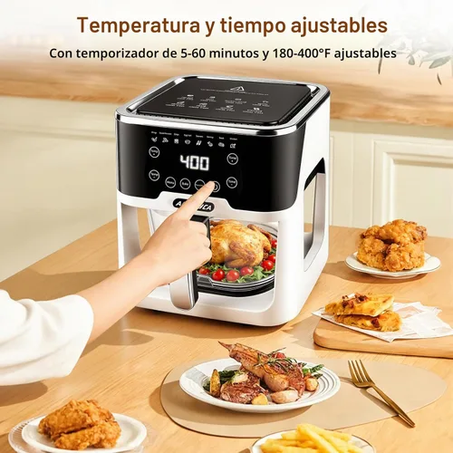 Vista 10 de Freidora de aire de vidrio 6.0QT, freidora de aire no tóxica con Negro