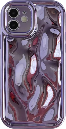 Vista 8 de Caseative Funda para iPhone 12, color negro Galjanoplastia de cromo suave de la burbuja del meteorito de la onda de la ondulación