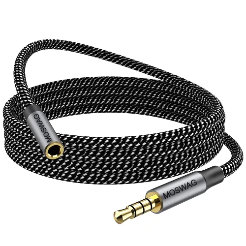 Vista 9 de MOSWAG Cable de extensión de 3.28 pies/1 metro de 3.5mm macho a hembra, cable de audio estéreo de nailon trenzado compatible con estéreos