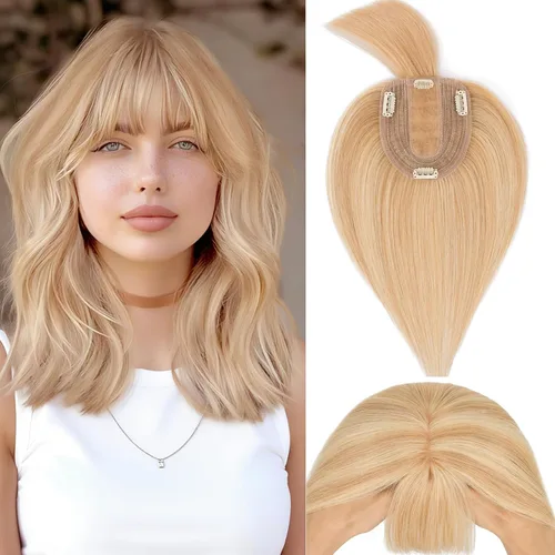 Vista 145 de Rich Choices Pelucas con topper de cabello para mujeres, cabello humano real 100% Remy, sin flequillo, para mujeres con adelgazamiento en la parte