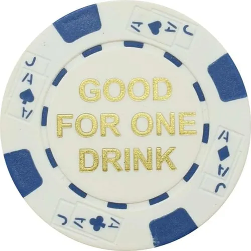 Vista 2 de 100 fichas blancas de las fichas del póker de la bebida gratis para los restaurantes o el bar - Copa de Martini