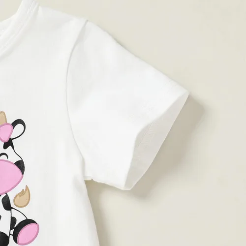 Vista 4 de YOUNGER TREE - Conjunto de camiseta y pantalones cortos de lino con cinturón, diseño de sandía
