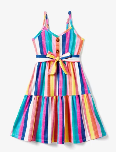 Vista 3 de PATPAT Trajes familiares a juego con tirantes delgados, sin mangas, vestido casual de verano para padre e hijo, camisas a juego