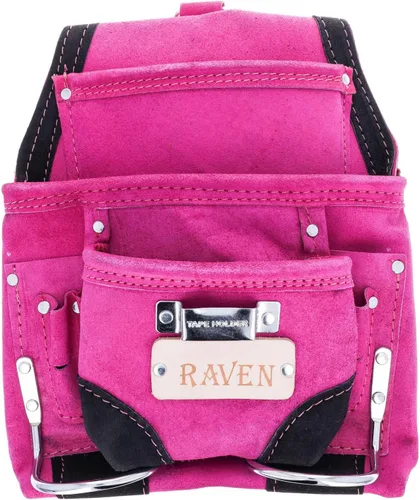 Vista 10 de Bolsa de herramientas de cuero de gamuza de 10 bolsillos Bolsa de herramientas de taladro de martillo Negro