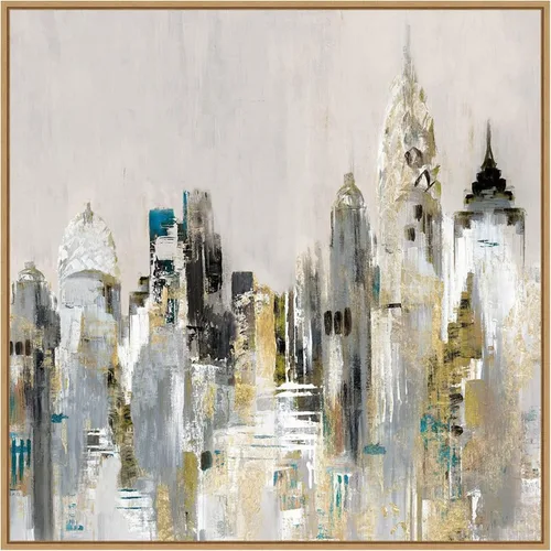 Vista 20 de Amanti Art Lienzo enmarcado para pared, paisaje urbano dorado de 16 x 16 pulgadas, por Valerie Mravyan, lienzo enmarcado para pared, obras de arte