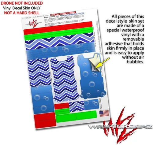 Vista 4 de Skin Decal Wrap 2 Pack para DJI Ryze Tello Drone Zig Zag Blues Drone no incluido