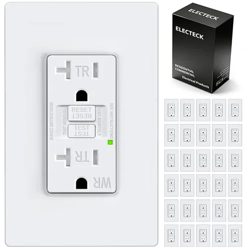 Vista 9 de ELECTECK - Paquete de 10 salidas GFCI de 20 amperios, resistente a manipulaciones (TR), receptáculos GFI de autocomprobación con indicador LED