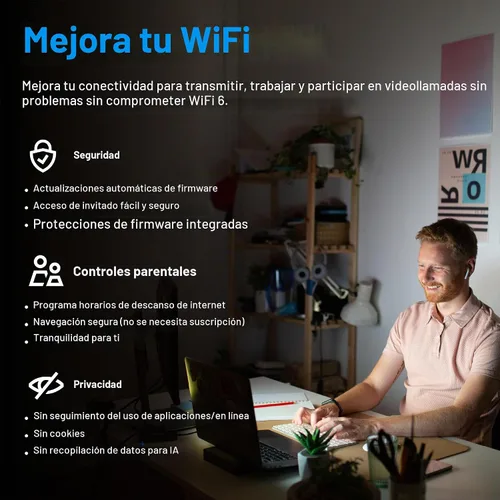 Vista 3 de Linksys Router WiFi 6 Micro Mesh Multi-gig Conecta más de 100 dispositivos Cobertura de 2,000 pies cuadrados Velocidades de 3.0 Gbps No