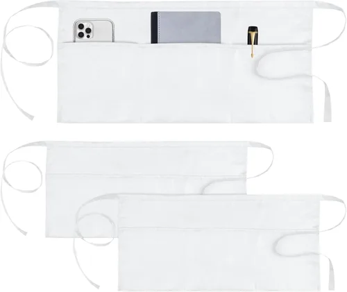 Vista 9 de 3 Pack Server Apron, Short Waitress Apron with Pockets for Servers, Waiters mandiles para mujer para trabajo with 3 pockets, Polyester