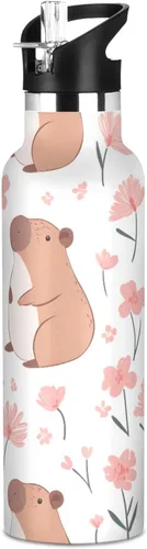 Vista 22 de Flower Horse - Botella de agua de acero inoxidable con aislamiento al vacío, botella de boca estándar con asa ancha