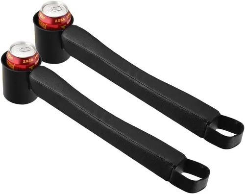 Vista 5 de Supin - Juego de 2 fundas de relleno para asiento de automóvil, organizador de bolsillo lateral para consola de piel sintética, y una taza para Negro