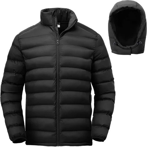 Vista 4 de YSENTO Men's Down Alternative Jackets Lightweight Water-Resistant Winter Insulated Puffer Coat Detachable Hood