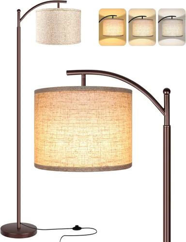 Vista 12 de Rottogoon - Lámpara de pie para sala de estar, lámpara de pie LED con 2 pantallas para dormitorio, incluye bombilla LED de 9 W - Negro Sombra