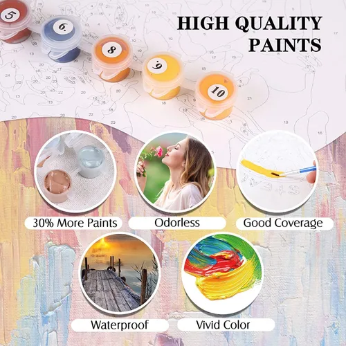 Vista 5 de Pintura de bolas de flores por números para adultos, kit de pintura por números para adultos, paquete de pintura por números para principiantes